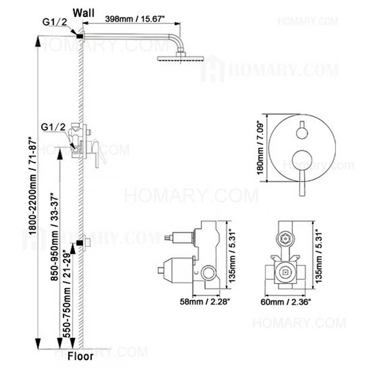 Royal Sky Two Way Shower System With Handheld, Chrome. 4 Royal Sky Two Way Shower System With Handheld, Chrome. - Image 2