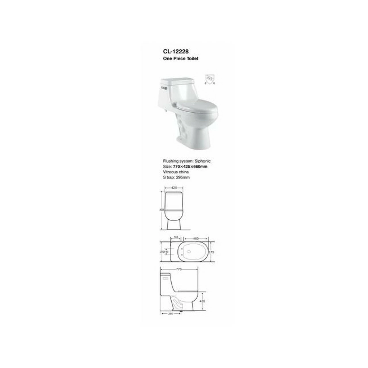 Royal Crown Fair Single One Piece Single Flush Toilet 5 Royal Crown Fair Single One Piece Single Flush Toilet - Image 3