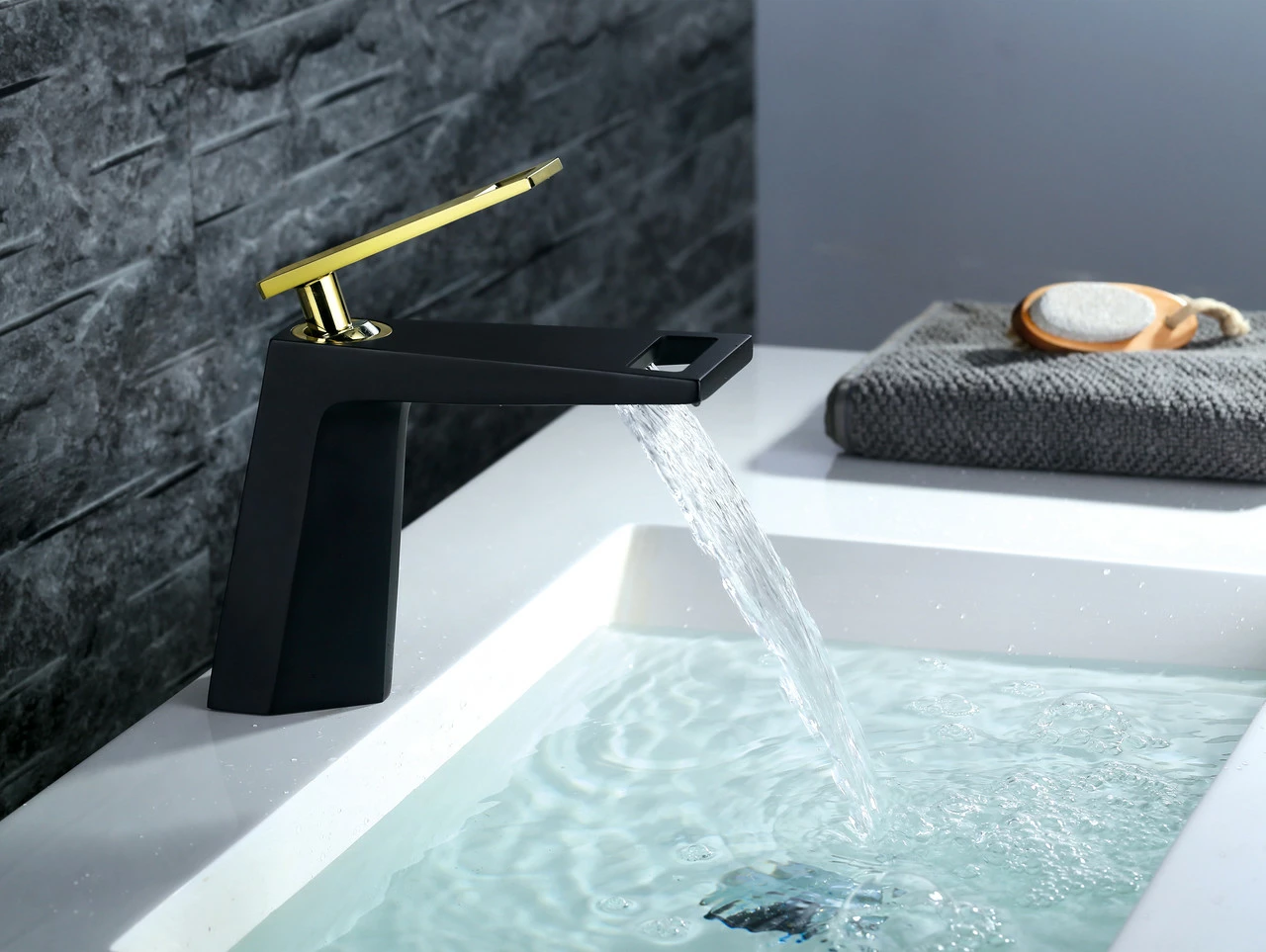 Royal Limited Edition Cube Single Handle Lav Faucet Black And Gold 6 Royal Limited Edition Cube Single Handle Lav Faucet Black And Gold - Image 4