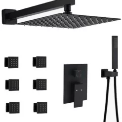 Royal Max Matte Black Shower With Jets