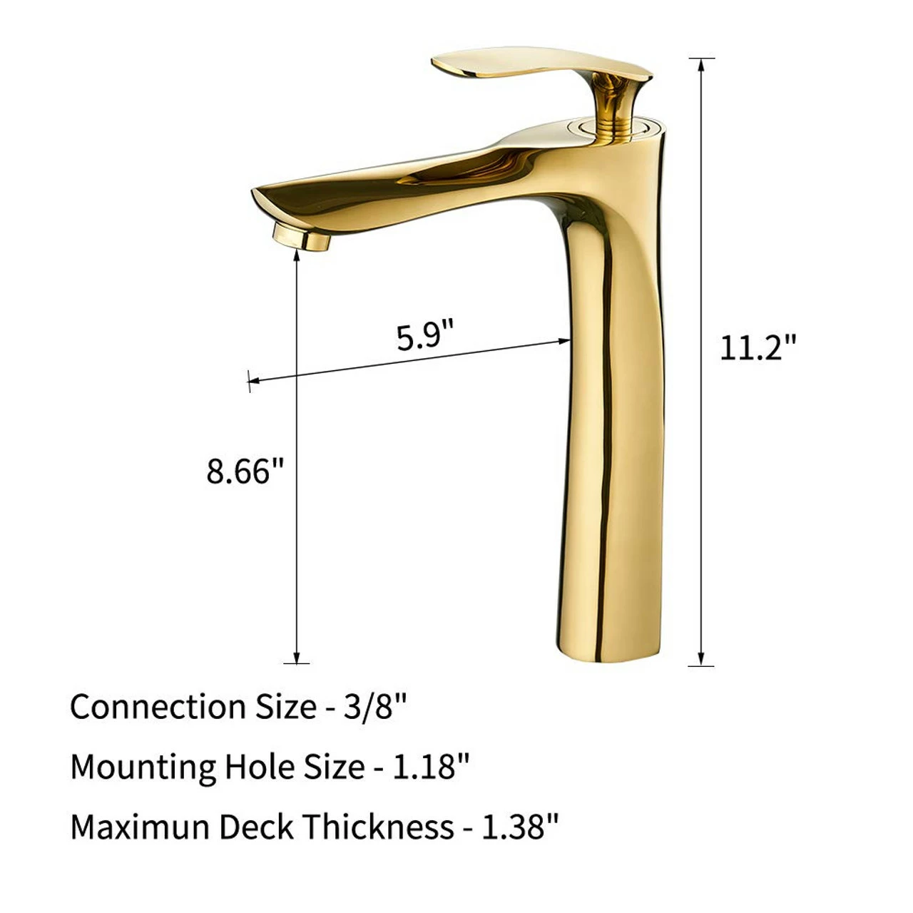 Royal LUXE Tall Single Handle Lav Faucet Polished Gold 8 Royal LUXE Tall Single Handle Lav Faucet Polished Gold - Image 6