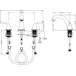 Dale Widespread 8 Inch 3 Holes Double Handles Bathroom Faucet + Valve Nickel Finish