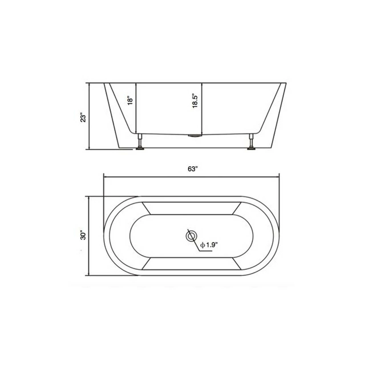 Royal Chicago 63"Freestanding Tub 7 Royal Chicago 63"Freestanding Tub - Image 5