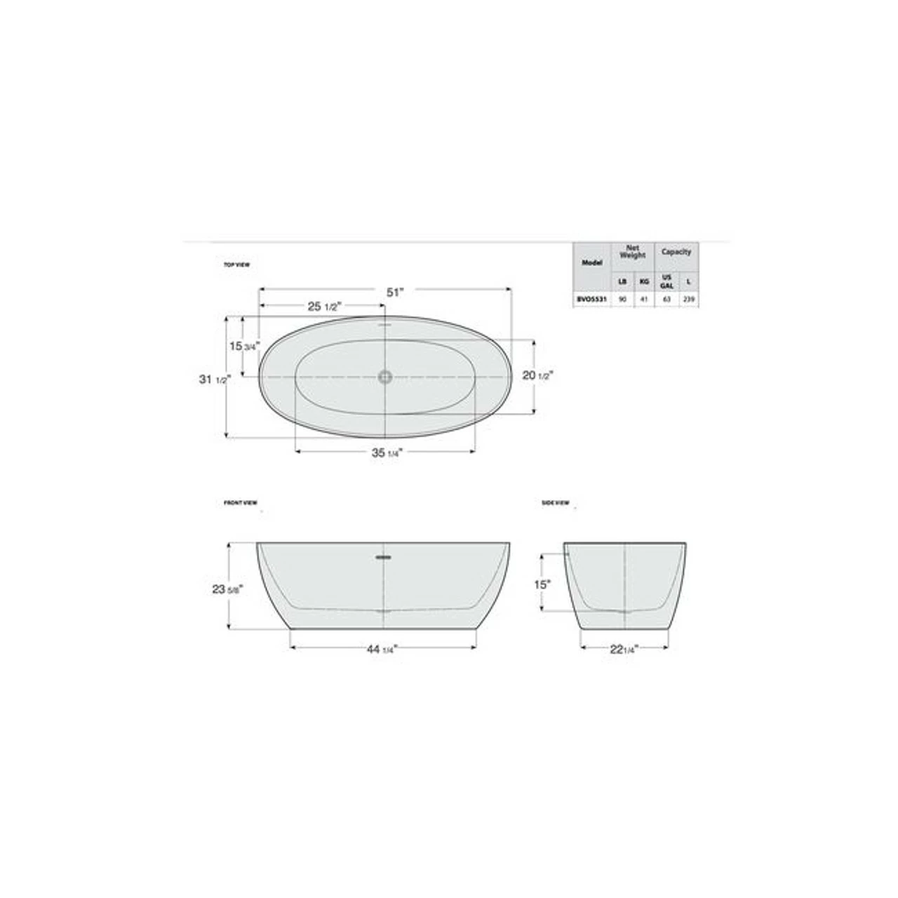 Royal Seabreeze 67" Freestanding Bathtub 5 Royal Seabreeze 67" Freestanding Bathtub - Image 3