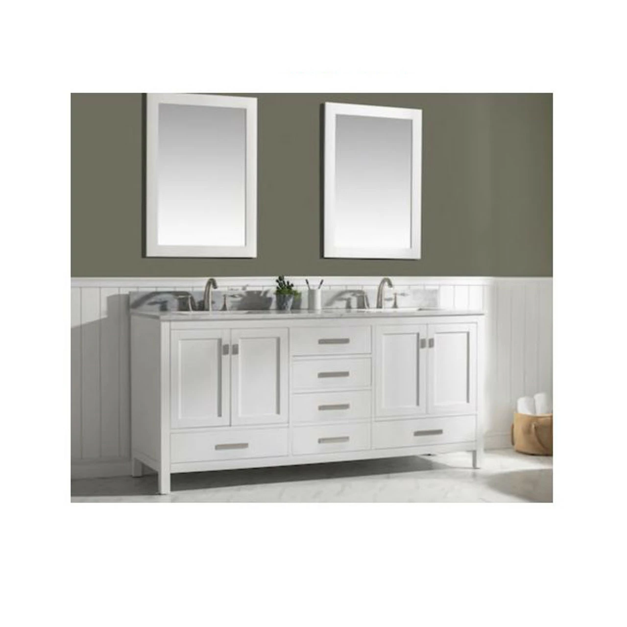 Royal Ludlam 72" Double Bathroom Vanity With Carrera Marble Top 4 Royal Ludlam 72" Double Bathroom Vanity With Carrera Marble Top - Image 2