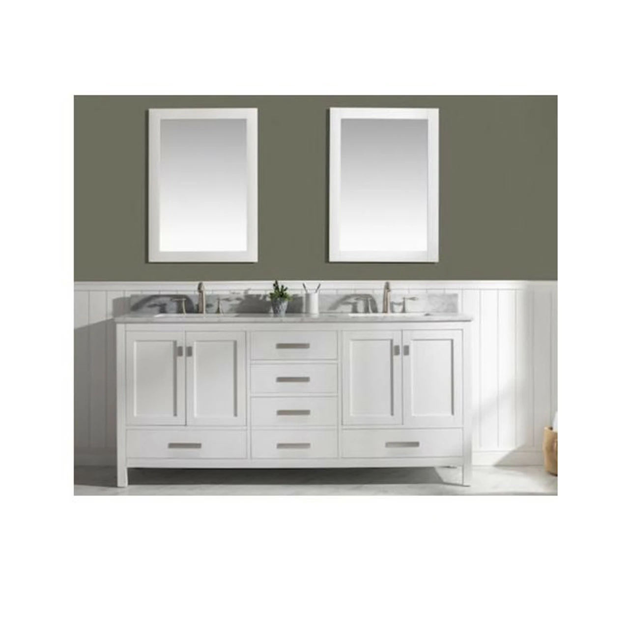 Royal Ludlam 72" Double Bathroom Vanity With Carrera Marble Top 6 Royal Ludlam 72" Double Bathroom Vanity With Carrera Marble Top - Image 4