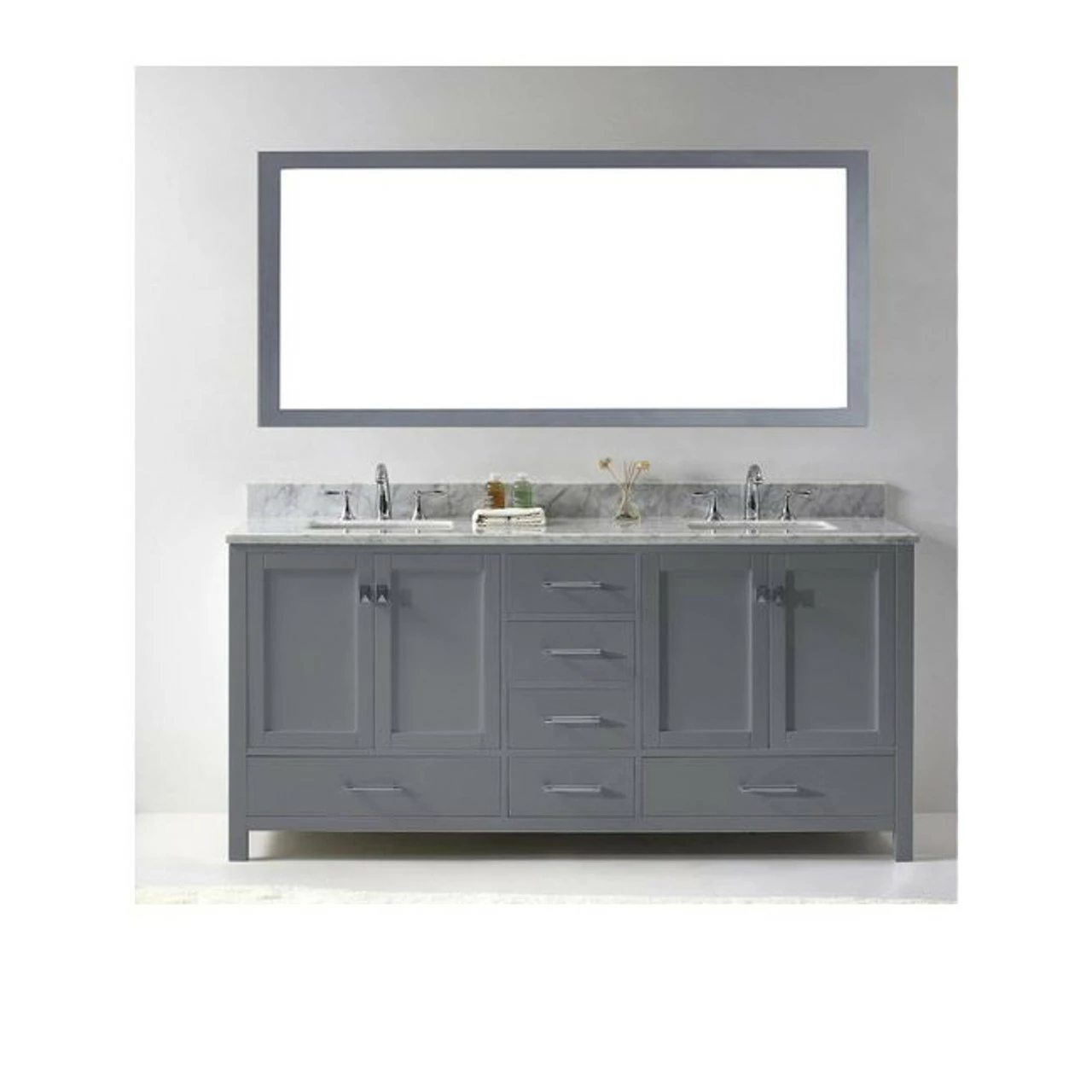 Royal Ludlam 72" Double Bathroom Vanity With Carrera Marble Top 7 Royal Ludlam 72" Double Bathroom Vanity With Carrera Marble Top - Image 5