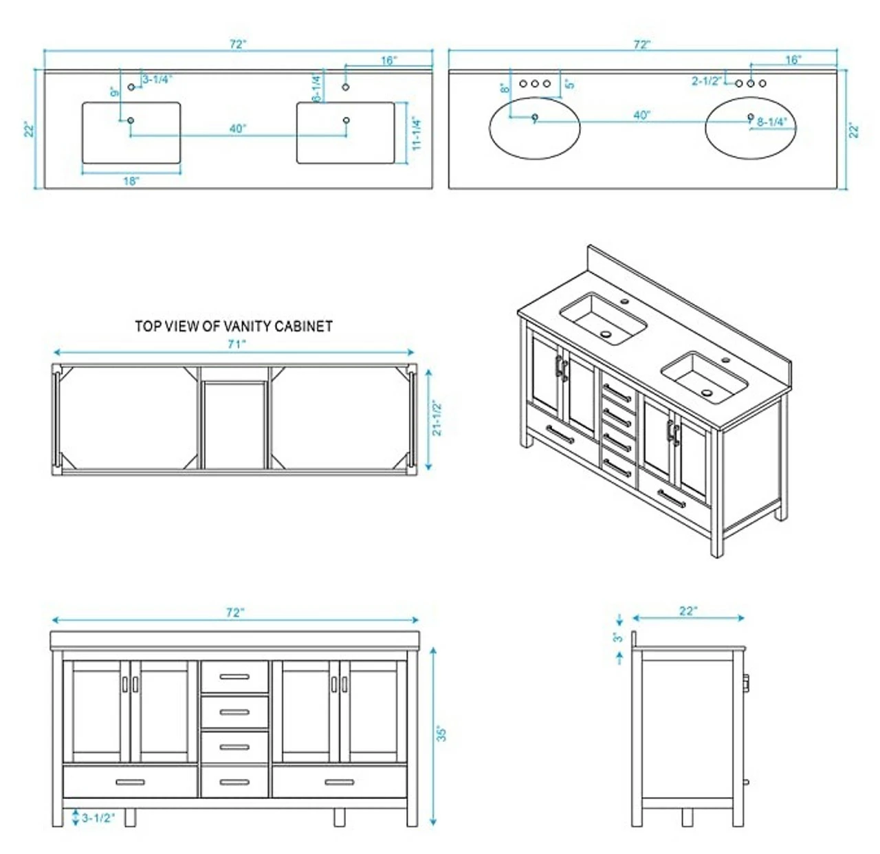 Royal Armada 72" Double Bathroom Vanity 7 Royal Armada 72" Double Bathroom Vanity - Image 5