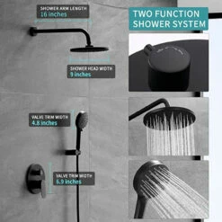 Royal Midnight Skye Matte Black 2 Way Shower System Set 9" Rain Head With Valve Included -Royal Sales Store 81ZjQd4cKyL. AC SX679 51315.1635430197