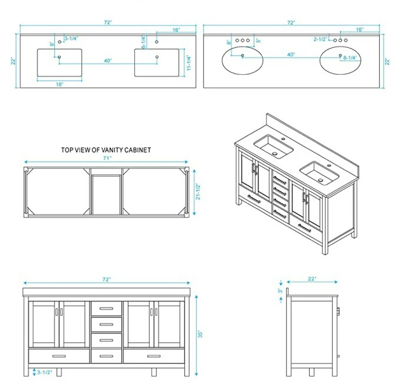 Royal Armada 72" Double Bathroom Vanity 6 Royal Armada 72" Double Bathroom Vanity - Image 4