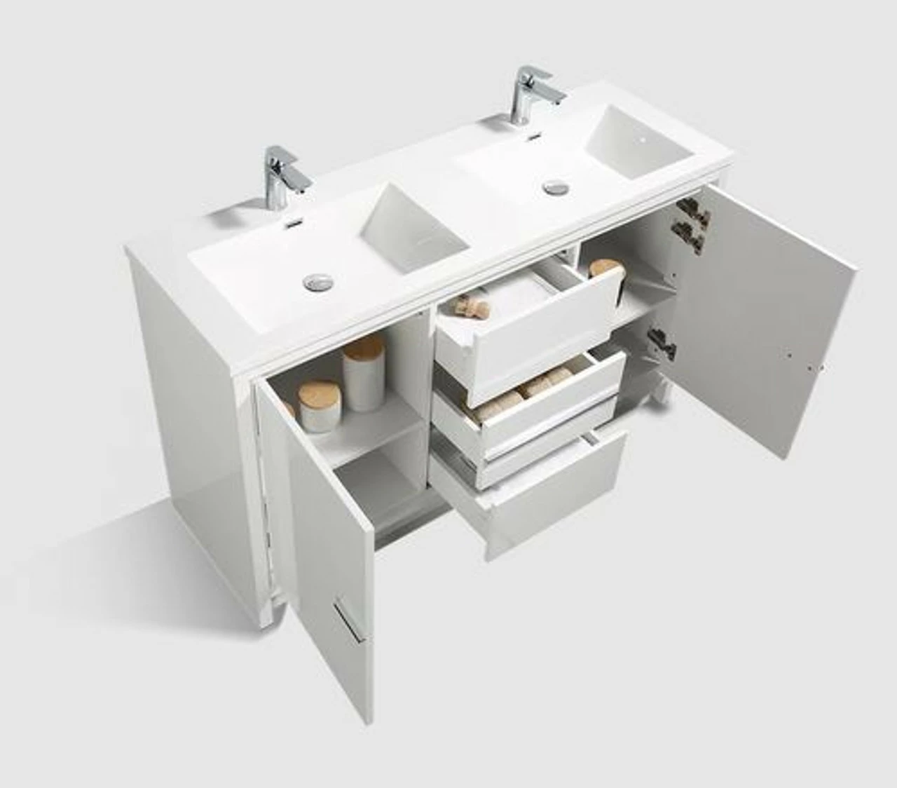 Royal Salerno 60 Inch Light Grey Bathroom Vanity With Top And Sink 5 Royal Salerno 60 Inch Light Grey Bathroom Vanity With Top And Sink - Image 3