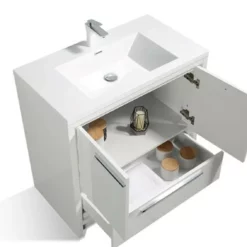 Royal Salerno 36 Inch White Wall Mounted Bathroom Vanity With Faux Marble Top & Sink 8 Royal Salerno 36 Inch White Wall Mounted Bathroom Vanity With Faux Marble Top & Sink -Royal Sales Store ALI 2.2 12418.1661884213