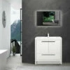 Royal Salerno 36 Inch White Wall Mounted Bathroom Vanity With Faux Marble Top & Sink