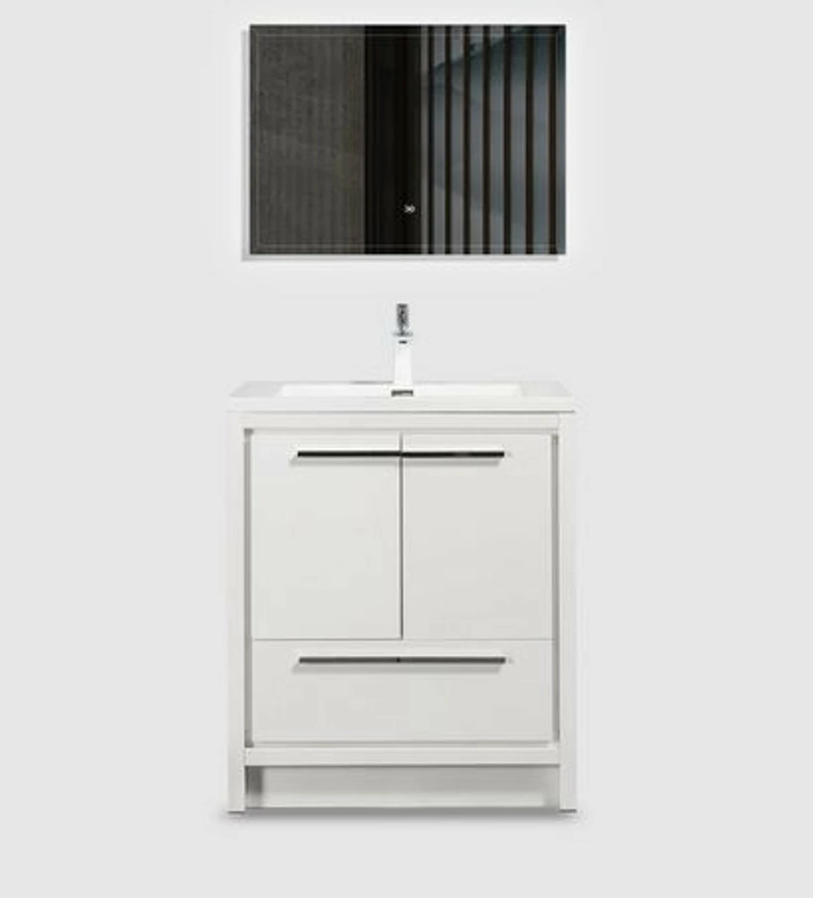 Royal Salerno 30 Inch White Wall Mounted Bathroom Vanity With Faux Marble Top & Sink 4 Royal Salerno 30 Inch White Wall Mounted Bathroom Vanity With Faux Marble Top & Sink - Image 2