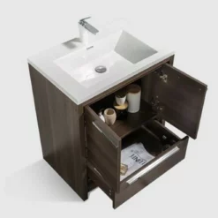 Royal Salerno Wall Mounted 30 Inch Light Grey Oak Bathroom Vanity With Top And Sink -Royal Sales Store ALI 4.2 83127.1661886193