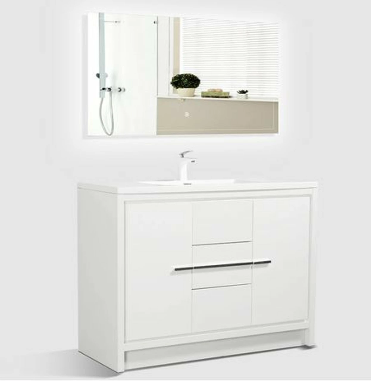 Royal Salerno 48 Inch White Bathroom Vanity With Faux Marble Top & Sink 4 Royal Salerno 48 Inch White Bathroom Vanity With Faux Marble Top & Sink - Image 2