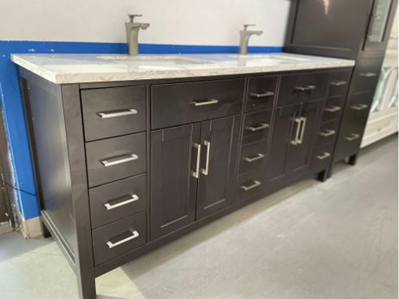 Royal Alexandria 72 Inch Espresso Bathroom Vanity W/ White Quartz Top & Double Sinks 5 Royal Alexandria 72 Inch Espresso Bathroom Vanity W/ White Quartz Top & Double Sinks - Image 3