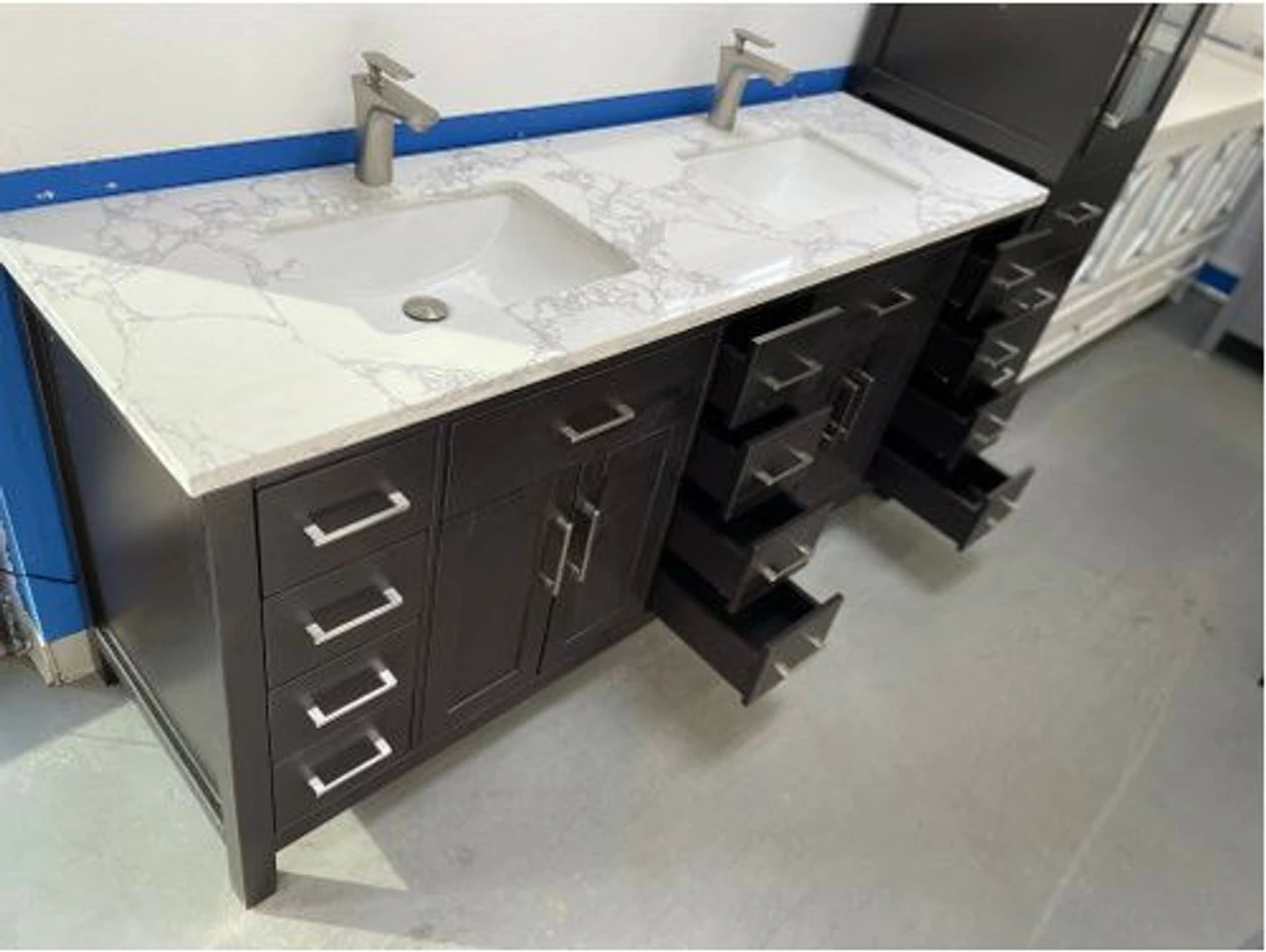 Royal Alexandria 72 Inch Espresso Bathroom Vanity W/ White Quartz Top & Double Sinks 3 Royal Alexandria 72 Inch Espresso Bathroom Vanity W/ White Quartz Top & Double Sinks