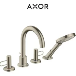 Axor Uno Loop Deck Mounted Roman Tub Filler With 1.75 GPM Hand Shower And Built-In Diverter - Engineered In Germany, Limited Lifetime Warranty
