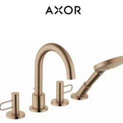 Axor Uno Loop Deck Mounted Roman Tub Filler With 2.0 GPM Hand Shower And Built-In Diverter - Engineered In Germany, Limited Lifetime Warranty