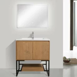 Royal Brescia Wall Mounted 24 Inch Oak Bathroom Vanity With Top And Sink