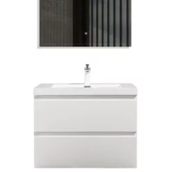 Bergamo-Floating Bathroom Vanity Wall Hung Vanity Unit With Faux Marble Integrated Top&Sink - 30 In