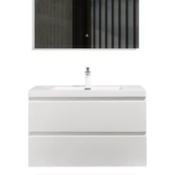 Bergamo-Floating Bathroom Vanity Wall Hung Vanity Unit With Faux Marble Integrated Top&Sink - 36 In