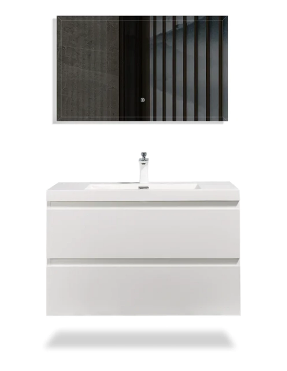 Bergamo-Floating Bathroom Vanity Wall Hung Vanity Unit With Faux Marble Integrated Top&Sink - 36 In 3 Bergamo-Floating Bathroom Vanity Wall Hung Vanity Unit With Faux Marble Integrated Top&Sink - 36 In