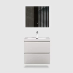 Bergamo-Floating Bathroom Vanity Wall Hung Vanity Unit With Faux Marble Integrated Top&Sink - 24 In