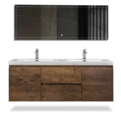 Bergamo-Floating Bathroom Vanity Wall Hung Vanity Unit With Faux Marble Integrated Top&Sink - 60 In -Royal Sales Store Angela60 3 90465.1672436762