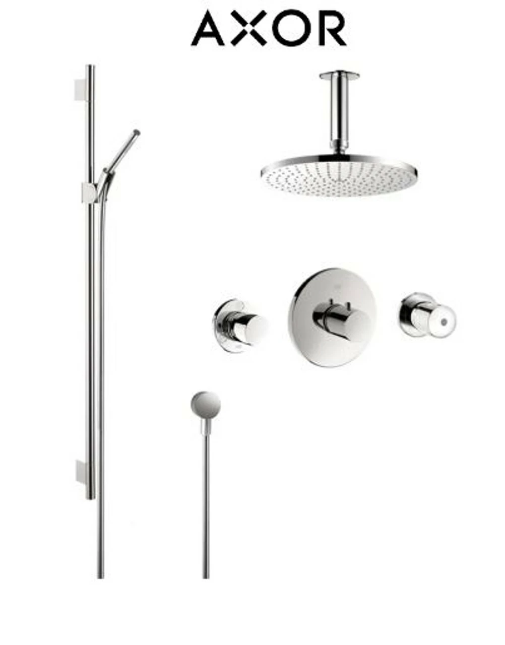 Axor Uno Thermostatic Shower System With Shower Head, Handshower, Slide Bar, And Volume Control - Includes Rough-In Valve 3 Axor Uno Thermostatic Shower System With Shower Head, Handshower, Slide Bar, And Volume Control - Includes Rough-In Valve