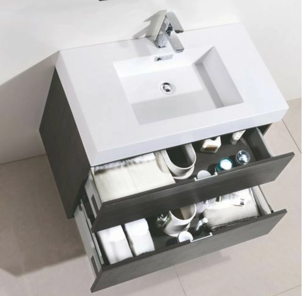 Royal Blizz 36 Inch Gray Oak Wall Mount Modern Bathroom Vanity 5 Royal Blizz 36 Inch Gray Oak Wall Mount Modern Bathroom Vanity - Image 3