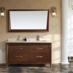 Royal Havana 60 Inch Double Sink Bathroom Vanity Solid Cherry Wood