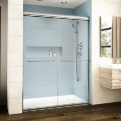 Fleurco | Cordoba Plus In-Line Bypass, 72" Semi-Frameless Sliding Doors, Chrome