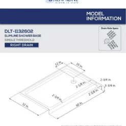 DreamLine Charisma 78-3/4" High X 60" Wide 32" Deep Sliding Frameless Shower Door With Clear Glass, SlimeLine Shower Base Kit, And Right Drain -Royal Sales Store DL 3.3 21205.1653163142