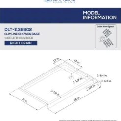 DreamLine Charisma 78-3/4" High X 60" Wide 36" Deep Sliding Frameless Shower Door With Clear Glass, SlimeLine Shower Base Kit, And Right Drain -Royal Sales Store DL 4.1 69041.1653164233