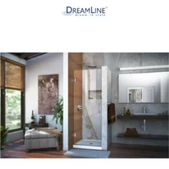 DreamLine Unidoor 72" High X 30" Wide Hinged Frameless Shower Door With Clear Glass -Royal Sales Store Dline 3.1 56650.1653146960