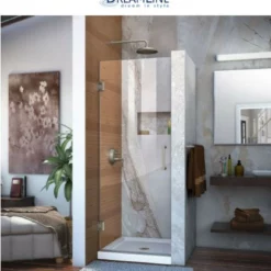 DreamLine Unidoor 72" High X 30" Wide Hinged Frameless Shower Door With Clear Glass