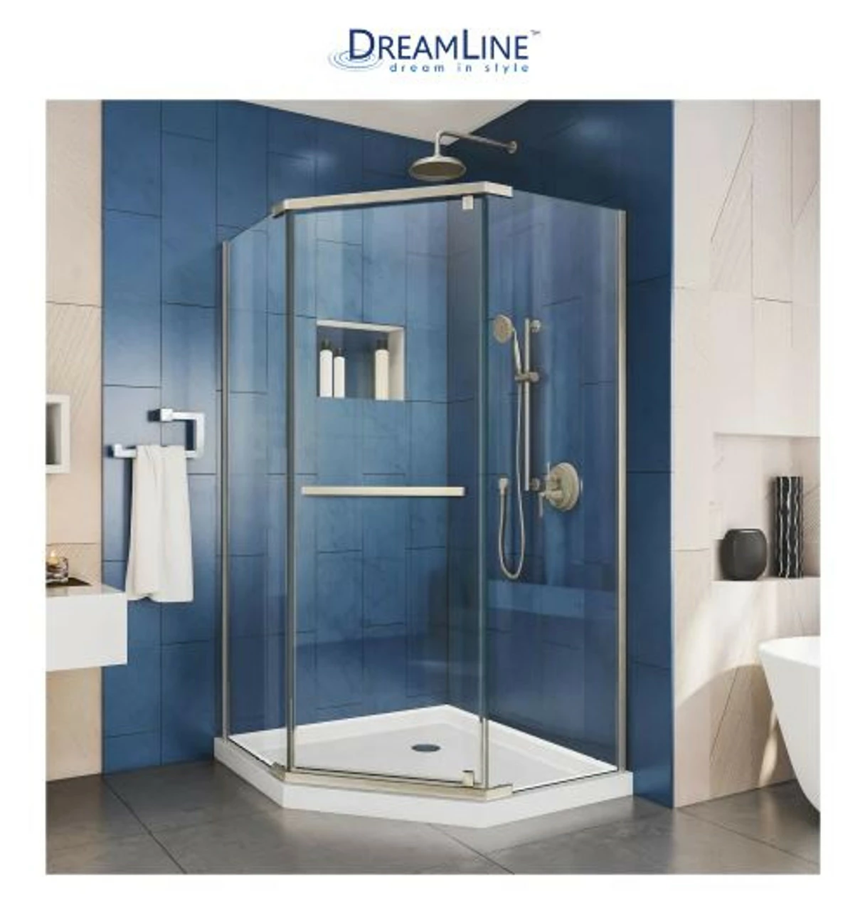 DreamLine Prism 72" High X 39" Wide X 38-1/8" Deep Pivot Frameless Shower Enclosure With Clear Glass 3 DreamLine Prism 72" High X 39" Wide X 38-1/8" Deep Pivot Frameless Shower Enclosure With Clear Glass