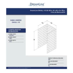 DreamLine QWALL-VS 32 - 36" W X 41" D X 76" H Acrylic Backwall Shower Kit 11 DreamLine QWALL-VS 32 - 36" W X 41" D X 76" H Acrylic Backwall Shower Kit -Royal Sales Store Dreamline 14.4 28643.1652904932