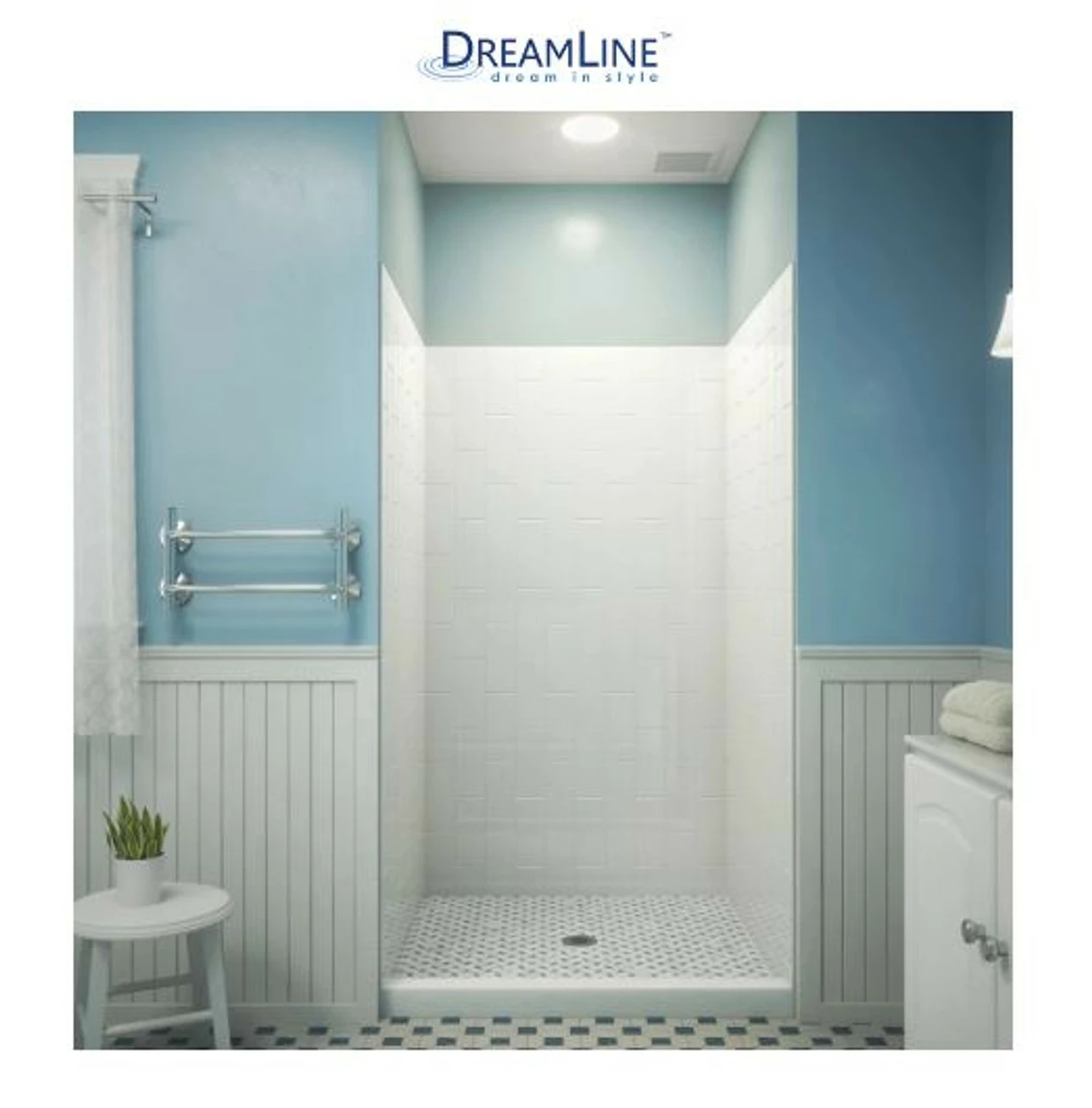 DreamLine QWALL-VS 32 - 36" W X 41" D X 76" H Acrylic Backwall Shower Kit 3 DreamLine QWALL-VS 32 - 36" W X 41" D X 76" H Acrylic Backwall Shower Kit