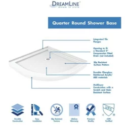 DreamLine Prime 33" Wide X 76 3/4" High Semi-Frameless Frosted Glass Sliding Shower Enclosure - Includes Shower Base -Royal Sales Store Dreamline 19.10 01685.1653334001