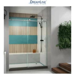 DreamLine Enigma-X 76" High X 60" Wide Sliding Frameless Shower Door With Clear Glass