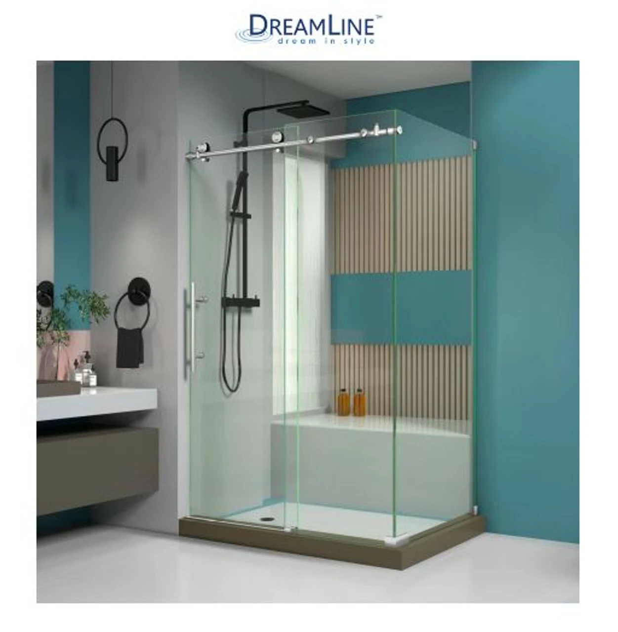 DreamLine Enigma-X 76" High X 49" Wide X 34-1/2" Deep Sliding Frameless Shower Enclosure With Clear Glass 3 DreamLine Enigma-X 76" High X 49" Wide X 34-1/2" Deep Sliding Frameless Shower Enclosure With Clear Glass