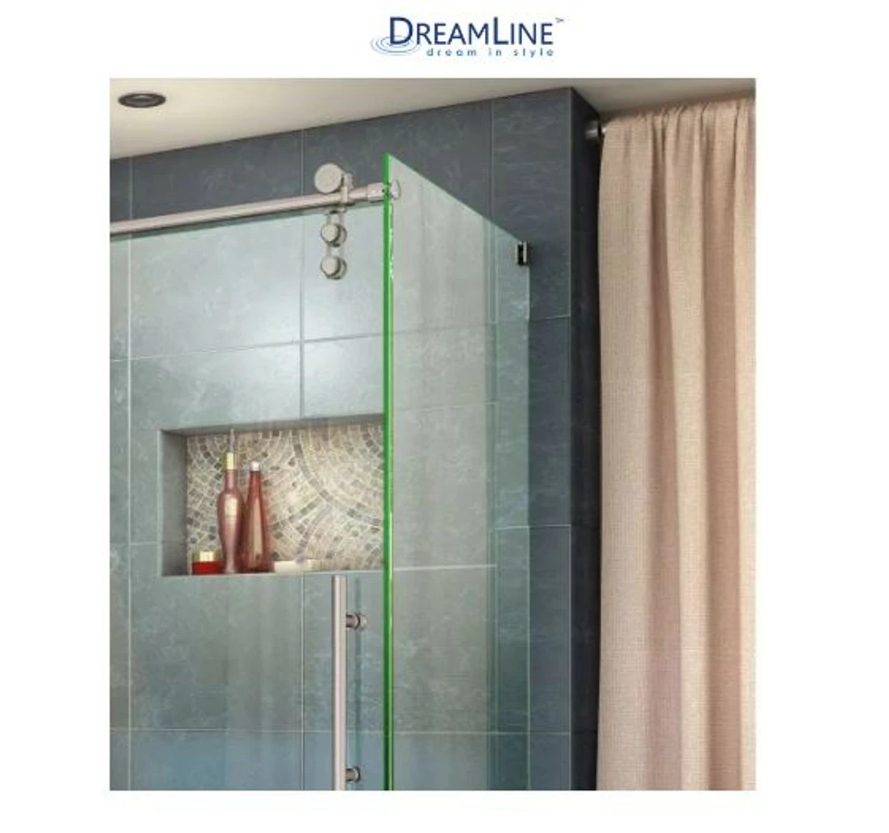 DreamLine Enigma-Z 76" High X 61" Wide X 34-1/2" Deep Sliding Frameless Shower Enclosure With Clear Glass 3 DreamLine Enigma-Z 76" High X 61" Wide X 34-1/2" Deep Sliding Frameless Shower Enclosure With Clear Glass