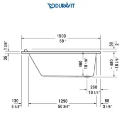 Duravit Starck 59" Drop In Acrylic Soaking Tub With Right Drain And Overflow 9 Duravit Starck 59" Drop In Acrylic Soaking Tub With Right Drain And Overflow -Royal Sales Store Duravit 10.3 38671.1652194591
