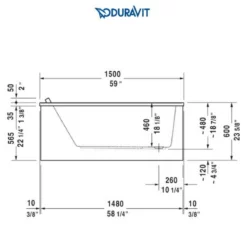 Duravit Starck 59" Drop In Acrylic Soaking Tub With Reversible Drain And Overflow -Royal Sales Store Duravit 11.2 27118.1652194915