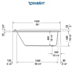 Duravit Starck 59" Drop In Acrylic Soaking Tub With Reversible Drain And Overflow -Royal Sales Store Duravit 11.3 09988.1652194915