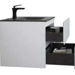 Royal Prato 26" Wall Mount Bathroom Vanity With Matt-Black Sand Quartz Sink -Royal Sales Store Emily 1.3 04986.1661371486