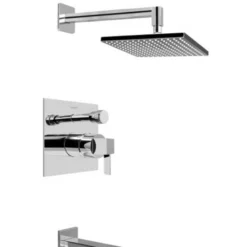 Graff Qubic Tre Pressure Balanced Tub And Shower System With Single Function Shower Head And Metal Lever Handle